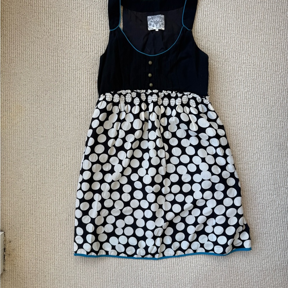 Anthropologie Black and White Polka Dot Mini Dress